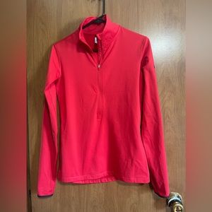 Nike Pro Dri Fit Womens Red L/S 1/4 Zip—Size Medium